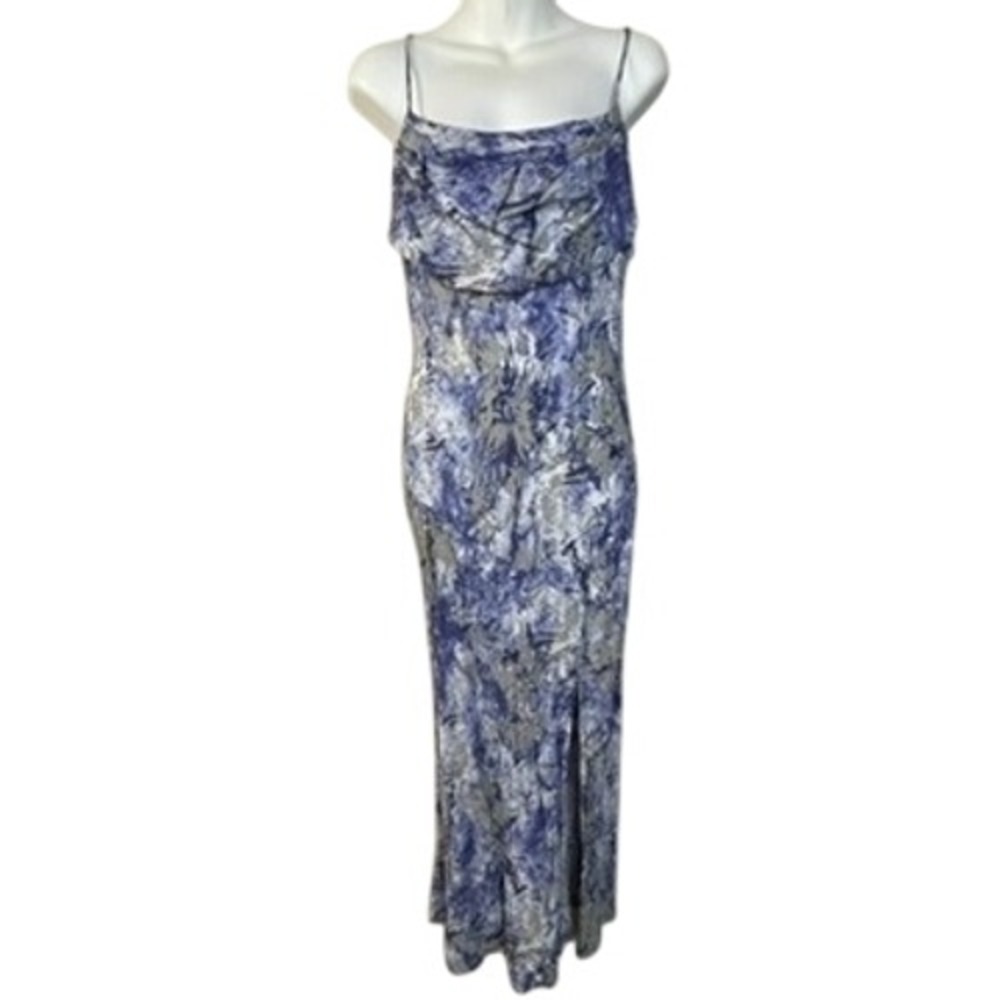 Hello‎ Molly Blue Gray Sz 8 Cowl Neck Maxi Dress Spaghetti Straps Fairycore